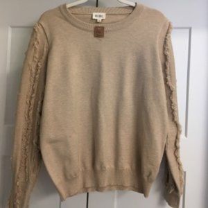 BiBi Clothing Fringe Sleeve Crew Neck Sweater